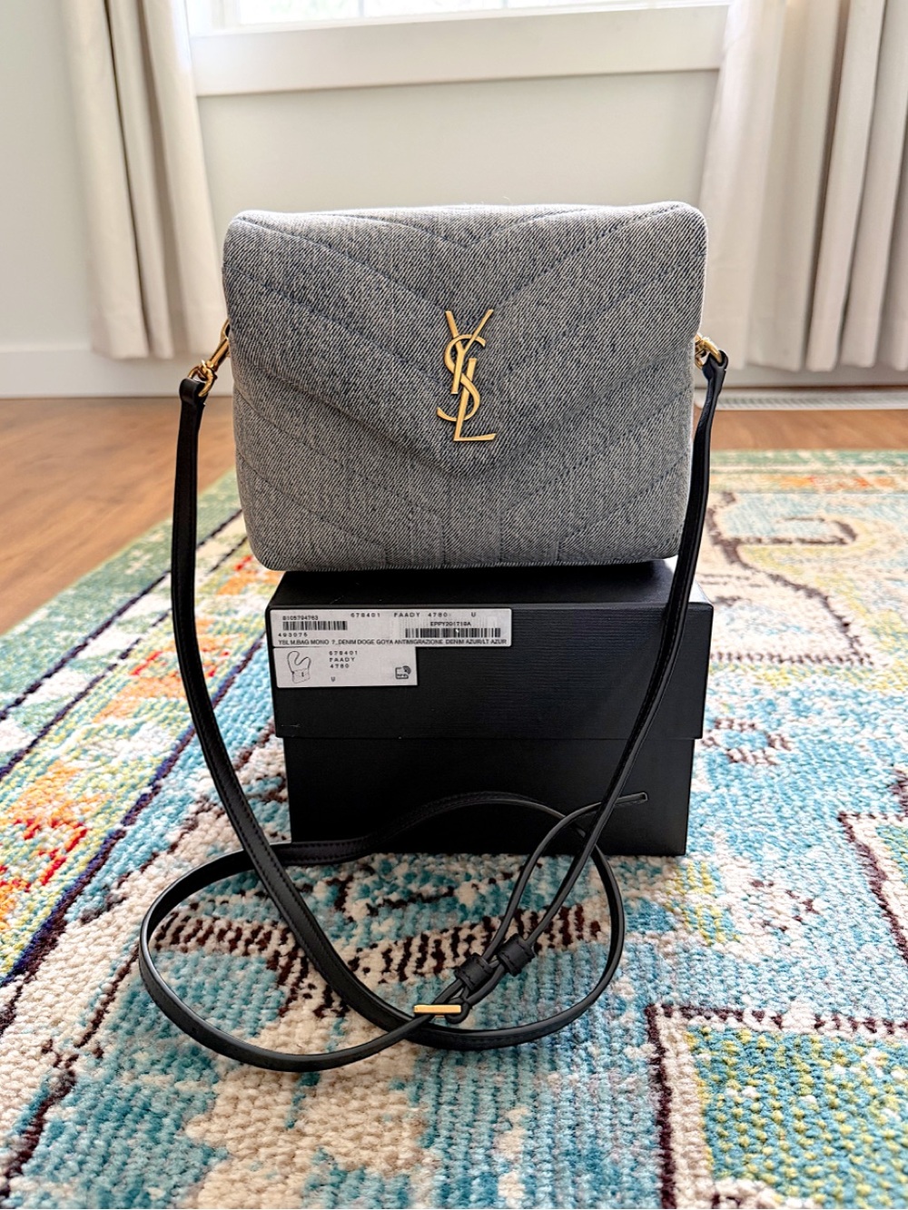 NEW YSL saint laurent loulou toy puff denim crossbody bag